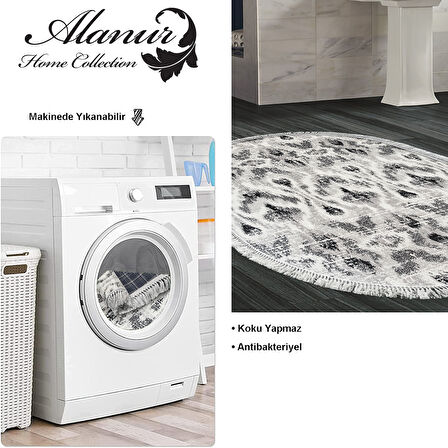 Dekoreko Kaymaz Taban Djt Banyo Halısı Star Pamuk Saçaklı Oval İskandinav F5136