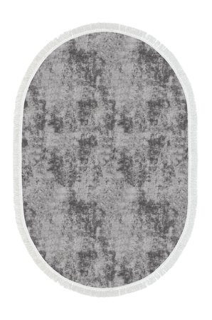 Dijital Baskılı Oval Salon Halısı | Kaymaz Yıkanabilir | Keçe Taban Saçaklı | Vintage | 2092M