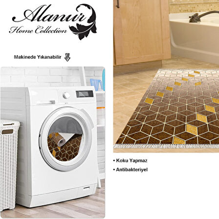 Dekoreko Kaymaz Taban Djt Banyo Halısı Trend Saçaklı Modern 719