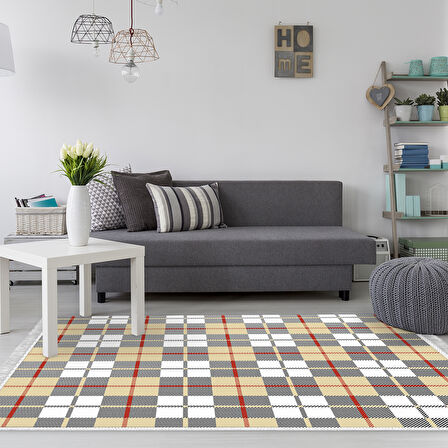 Dekoreko Kaymaz Taban Djt Salon Halısı Star Pamuk Saçaklı Modern 750