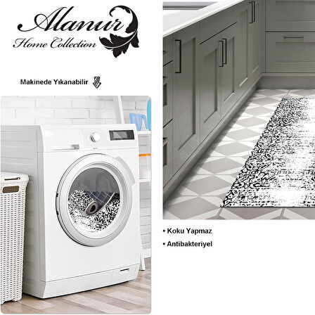 Dekoreko Kaymaz Taban Djt Mutfak Halısı Star Pamuk İskandinav Mu123