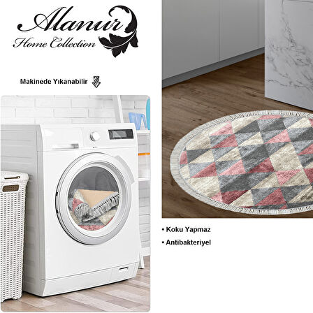 Dekoreko Kaymaz Taban Djt Mutfak Halısı Yıldız Deri Saçaklı Yuvarlak İskandinav 661M