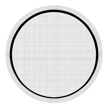 Alanur Home Kaymaz Taban Djt Banyo Mutfak Salon Halı  Trend Saçaklı Yuvarlak Dokuma Desen E5007