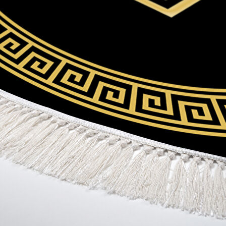 Dekoreko Kaymaz Taban Djt Mutfak Halısı Yıldız Deri Saçaklı Yuvarlak Modern 656M