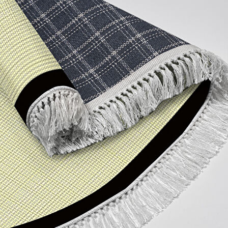 Alanur Home Kaymaz Taban Djt Banyo Mutfak Salon Halı Star Pamuk Saçaklı Oval Dokuma Desen E5007