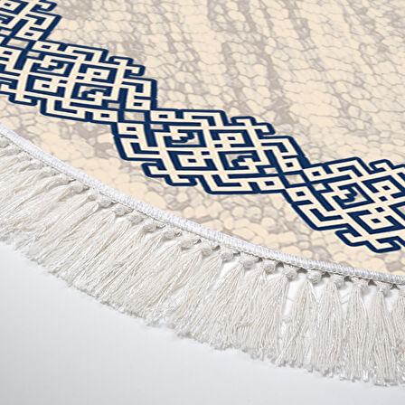 Dekoreko Kaymaz Taban Djt Banyo Halısı Star Pamuk Saçaklı Oval Modern 1319