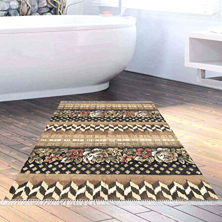 Dekoreko Kaymaz Taban Djt Banyo Halısı Trend Saçaklı Modern Mu127