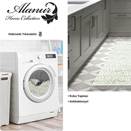 Dekoreko Kaymaz Taban Djt Mutfak Halısı Star Pamuk Saçaklı Modern 757