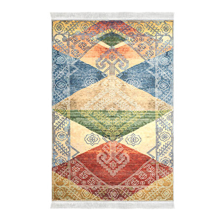 Dekoreko Kaymaz Taban Djt Salon Halısı Yıldız Deri Saçaklı İskandinav S5047