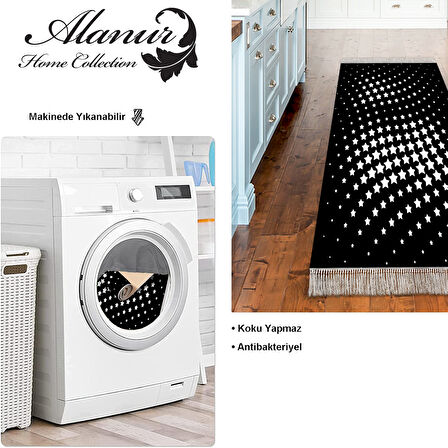 Dekoreko Kaymaz Taban Djt Mutfak Halısı Yıldız Deri Saçaklı Modern 723