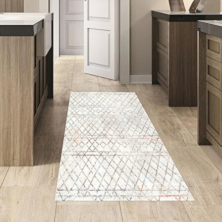 Dekoreko Kaymaz Taban Djt Mutfak Halısı Yıldız Deri İskandinav F5079