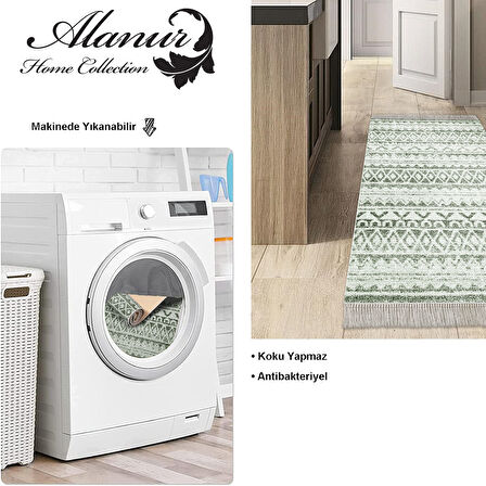 Dekoreko Kaymaz Taban Djt Mutfak Halısı Yıldız Deri Saçaklı İskandinav F5078