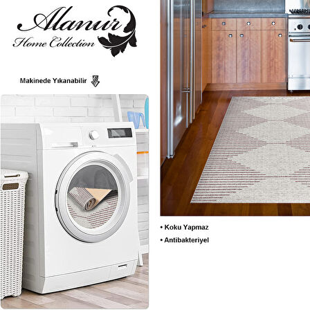 Dekoreko Kaymaz Taban Djt Mutfak Halısı Yıldız Deri İskandinav F5085