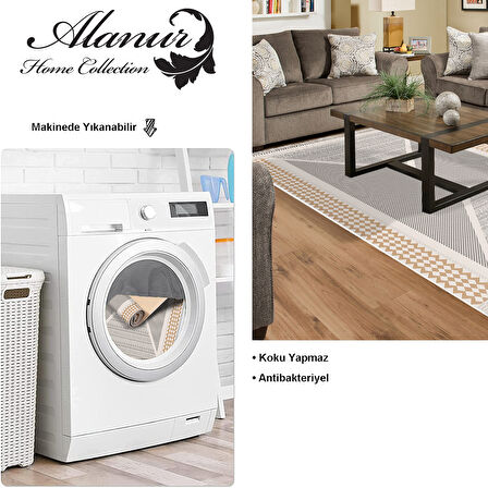 Dekoreko Kaymaz Taban Djt Salon Halısı Yıldız Deri Saçaklı Modern P1526