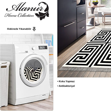 Dekoreko Kaymaz Taban Djt Mutfak Halısı Star Pamuk Saçaklı Modern 658M