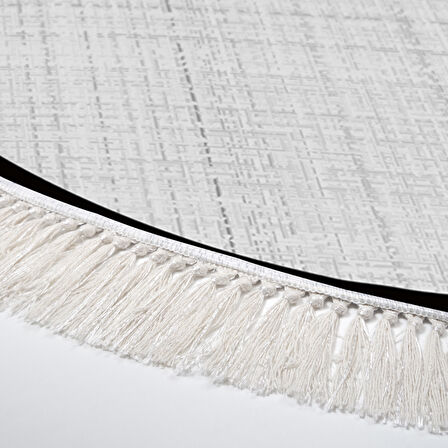 Alanur Home Kaymaz Taban Djt Banyo Mutfak Salon Halı  Trend Saçaklı Yuvarlak Dokuma Desen E5007