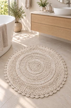 Alanur Bodrum Tufting Cotton Pamuklu El Işi Örgülü 90 x 90 cm Paspas 110