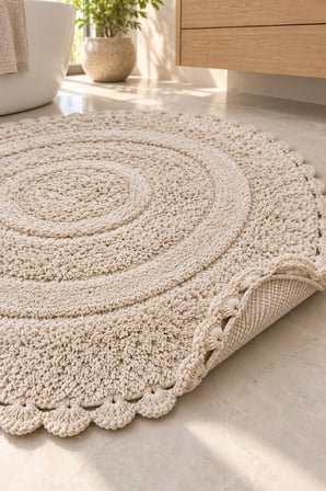 Alanur Bodrum Tufting Cotton Pamuklu El Işi Örgülü 90 x 90 cm Paspas 110
