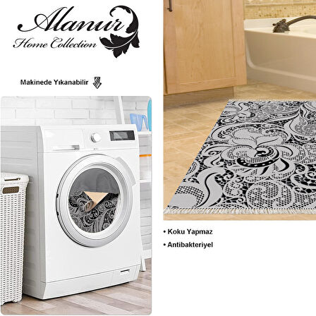 Dekoreko Kaymaz Taban Djt Banyo Halısı Yıldız Deri Saçaklı Modern Mu145