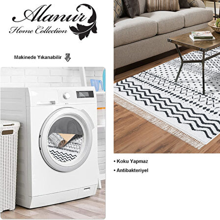 Dekoreko Kaymaz Taban Djt Salon Halısı Yıldız Deri Saçaklı İskandinav F5086