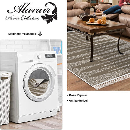 Dekoreko Kaymaz Taban Djt Salon Halısı Trend Saçaklı Modern M5045