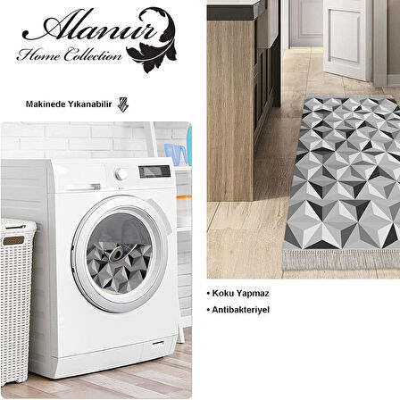 Dekoreko Kaymaz Taban Djt Mutfak Halısı Star Pamuk Saçaklı Modern 1944