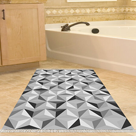 Dekoreko Kaymaz Taban Djt Banyo Halısı Trend Saçaklı Modern 1944