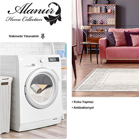 Dekoreko Kaymaz Taban Djt Salon Halısı Yıldız Deri Saçaklı Modern M5076