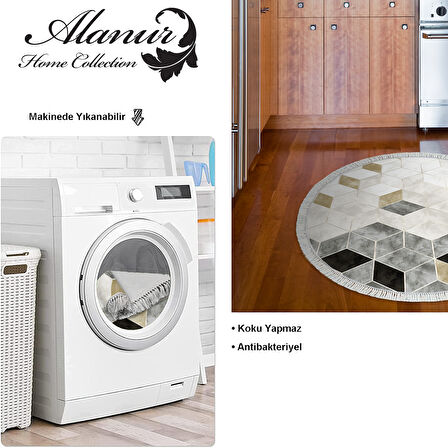 Dekoreko Kaymaz Taban Djt Mutfak Halısı Trend Saçaklı Yuvarlak İskandinav 2146M