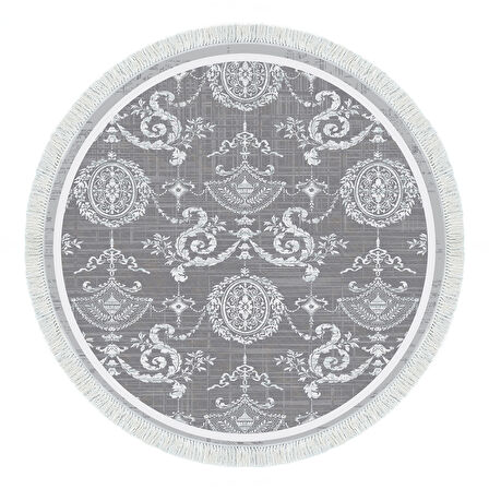 Dekoreko Kaymaz Taban Djt Salon Halısı Star Pamuk Saçaklı Yuvarlak Modern 1861M