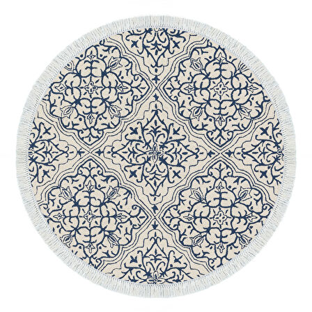 Dekoreko Kaymaz Taban Djt Mutfak Halısı Star Pamuk Saçaklı Yuvarlak Modern 1906M