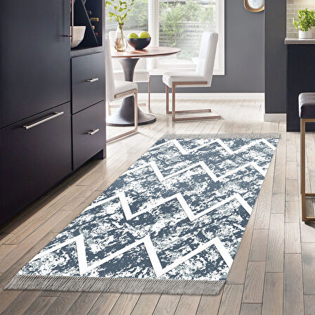 Dekoreko Kaymaz Taban Djt Mutfak Halısı Yıldız Deri Saçaklı İskandinav F5128