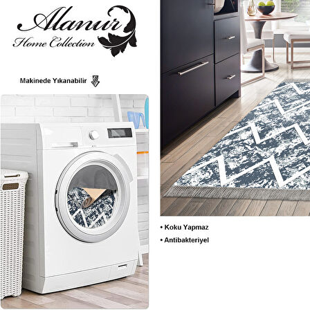 Dekoreko Kaymaz Taban Djt Mutfak Halısı Yıldız Deri Saçaklı İskandinav F5128