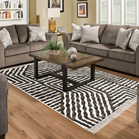 Dekoreko Kaymaz Taban Djt Salon Halısı Star Pamuk Saçaklı Modern 713