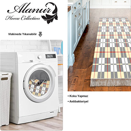 Dekoreko Kaymaz Taban Djt Mutfak Halısı Star Pamuk Saçaklı Modern 750