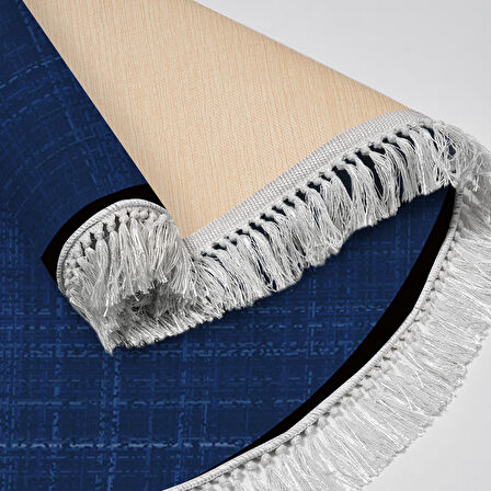 Alanur Home Kaymaz Taban Djt Banyo Mutfak Salon Halı Yıldız Deri Saçaklı Yuvarlak Dokuma Desen E5007