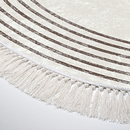 Dekoreko Kaymaz Taban Djt Salon Halısı Star Pamuk Saçaklı Oval Modern M5142