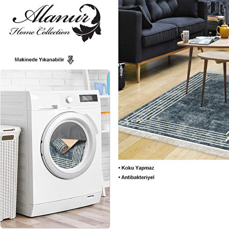 Dekoreko Kaymaz Taban Djt Salon Halısı Yıldız Deri Saçaklı Modern M5142