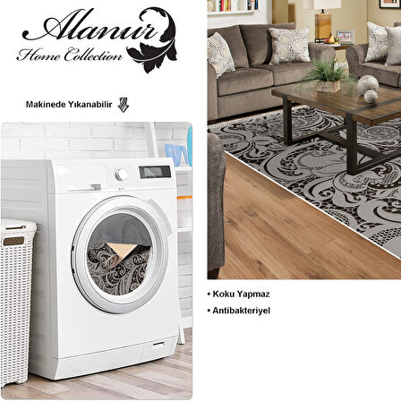 Dekoreko Kaymaz Taban Djt Salon Halısı Yıldız Deri Saçaklı Modern Mu145