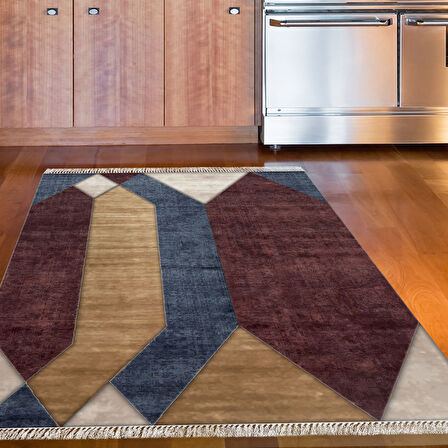 Dekoreko Kaymaz Taban Djt Mutfak Halısı Star Pamuk Saçaklı Modern S6506