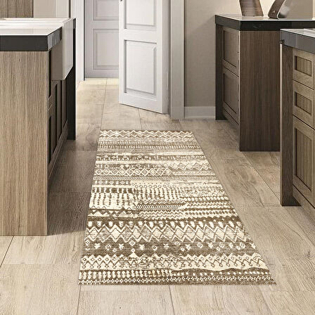 Dekoreko Kaymaz Taban Djt Mutfak Halısı Yıldız Deri İskandinav F5080 Silver