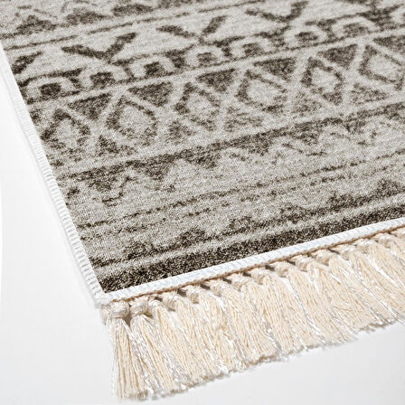 Dekoreko Kaymaz Taban Djt Salon Halısı Star Pamuk Saçaklı İskandinav F5078