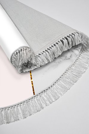 Kaymaz Dijital Mutfak & Salon Halı Trend Saçaklı Oval Geometrik E5008