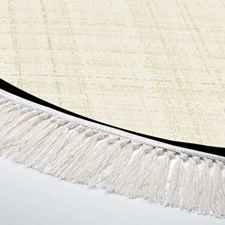 Alanur Home Kaymaz Taban Djt Banyo Mutfak Salon Halı Yıldız Deri Saçaklı Yuvarlak Dokuma Desen E5007