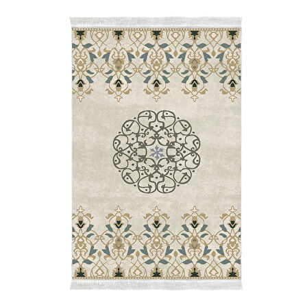 Dekoreko Kaymaz Taban Djt Salon Halısı Yıldız Deri Saçaklı Modern 1491