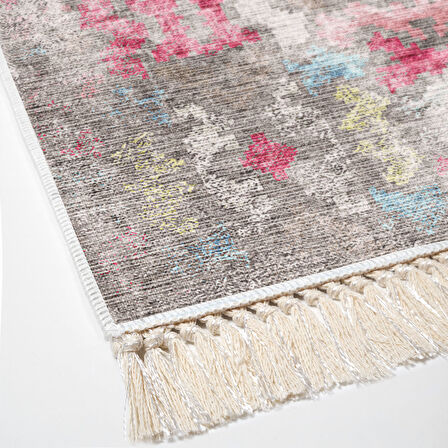 Dekoreko Kaymaz Taban Djt Banyo Halısı Trend Saçaklı Modern F5138