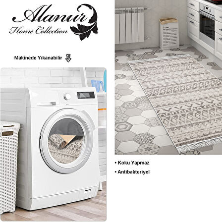 Dekoreko Kaymaz Taban Djt Mutfak Halısı Yıldız Deri Saçaklı İskandinav F5078