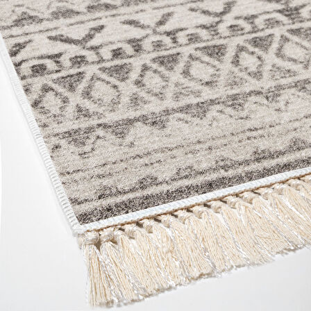 Dekoreko Kaymaz Taban Djt Mutfak Halısı Yıldız Deri Saçaklı İskandinav F5078