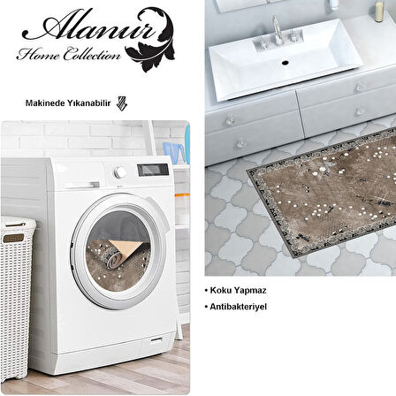 Dekoreko Kaymaz Taban Djt Banyo Halısı Yıldız Deri Modern Mu118