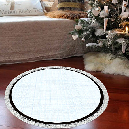 Alanur Home Kaymaz Taban Djt Banyo Mutfak Salon Halı Yıldız Deri Saçaklı Yuvarlak Dokuma Desen E5007